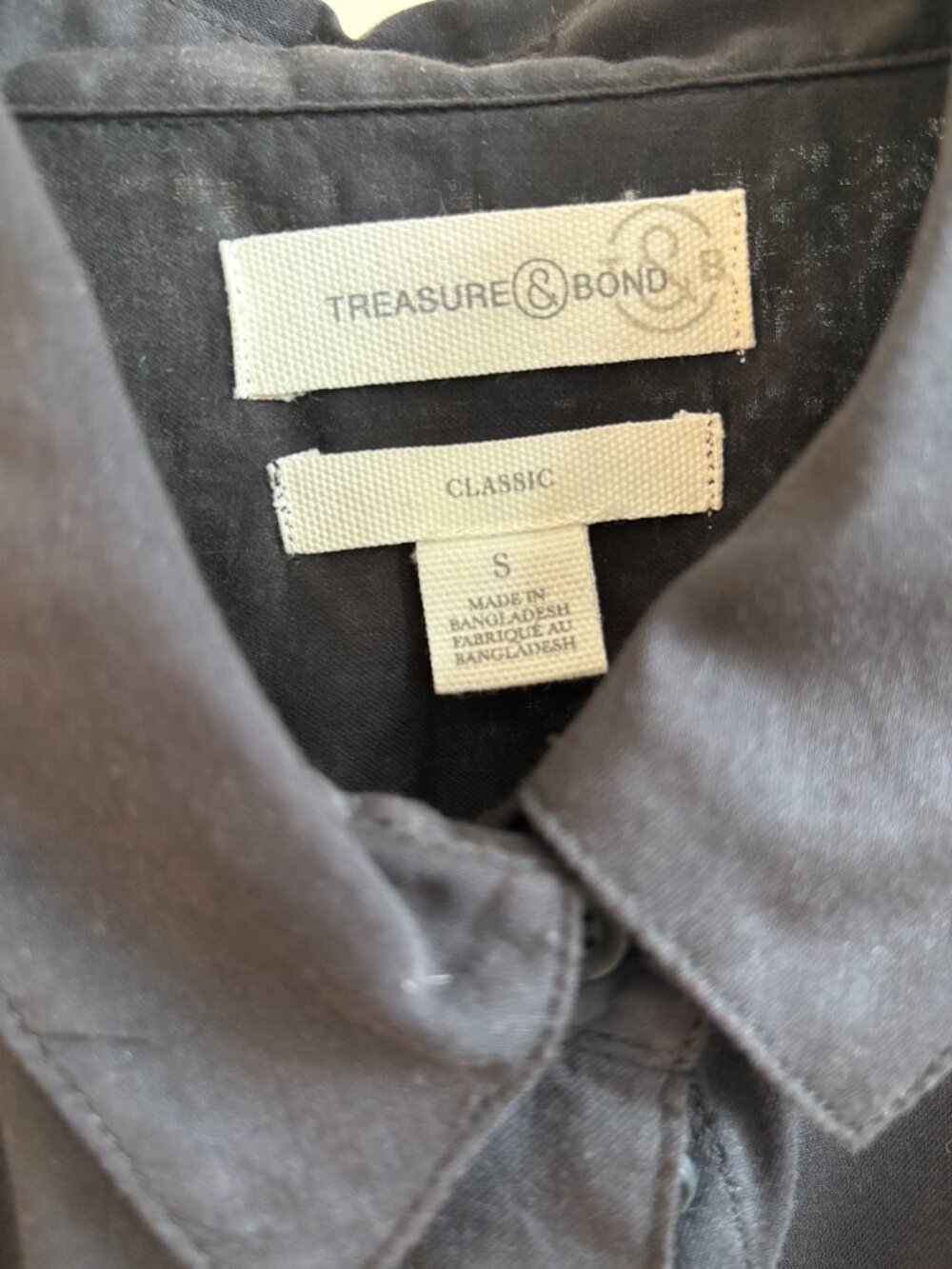 Treasure & Bond Black Button Down Shirt Small Lightweight Blouse - Picture 3 of 3
